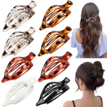 pinzas grandes planas para el cabello para mujeres y niñas – Estampado de leopardo, sujeción fuerte, compatibles con cabello grueso/fino
