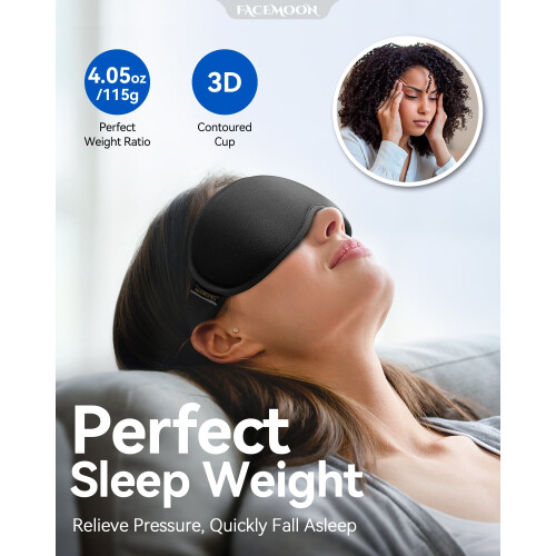 3D Weighted Eye Mask Memory Foam 100% Blackout 1