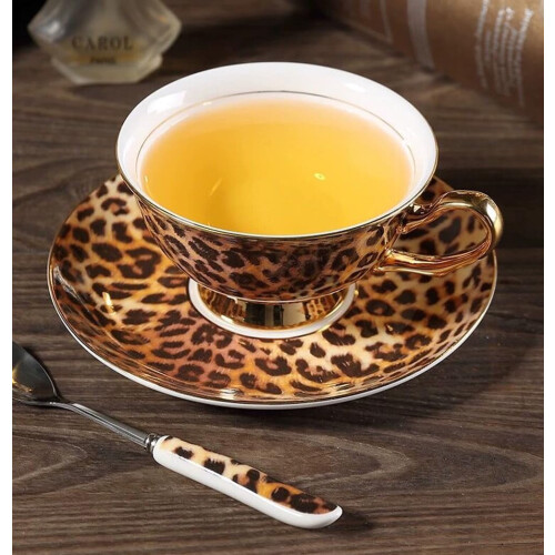 Ceramic Tea Coffee Cup for Home Kitchen Wedding (Leopard Pattern) 2
