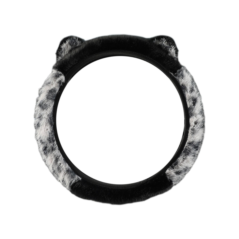 Cat Ear Leopard Plush Steering Wheel Cover 1Pc 9132278234250