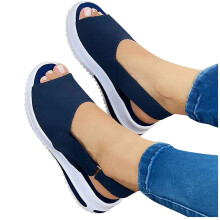 Sandale de vară confortabile pentru femei, cu vârful deschis și bareta, pantofi de plajă, casual, Shallow38Navy