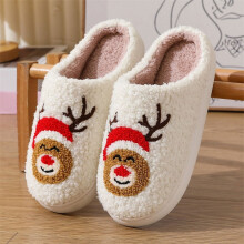 Pantoufles douillettes en peluche sur le thème de Noël et d'Halloween pour hommes et femmes, plusieurs modèles festifs, pantoufles confortables