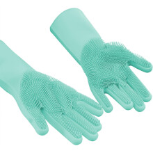 1 paire de gants de vaisselle magiques avec éponge intégrée, gants de nettoyage réutilisables en silicone, gants de ménage résistants à la