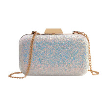 Večerná kabelka Delicate Lock, malá štvorcová crossbody kabelka s trblietkami, kabelka cez rameno pre ženy a dievčatá, modrá a biela