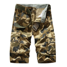 Pantalones cortos cargo de moda para hombre, con bolsillos, cremallera y botones, estampado de camuflaje, estilo casual, por menos de 10 dólares.