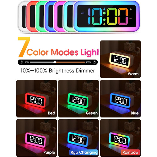 Χαριτωμένο ροζ ξυπνητήρι με νυχτερινό φως RGB – Συμβατό με δωμάτια κοριτσιών, δώρα 1