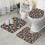3-teiliges Badezimmerteppich-Set mit Blumenmuster und U-förmiger Matte 1