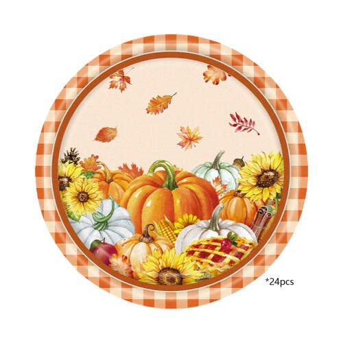 24-Pack Fall-Themed Disposable Paper Plates 1