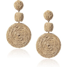 Boho Ball Earrings for Women, Statement Raffia Round Drop Earrings - Summer Beach Vacation Jewelry