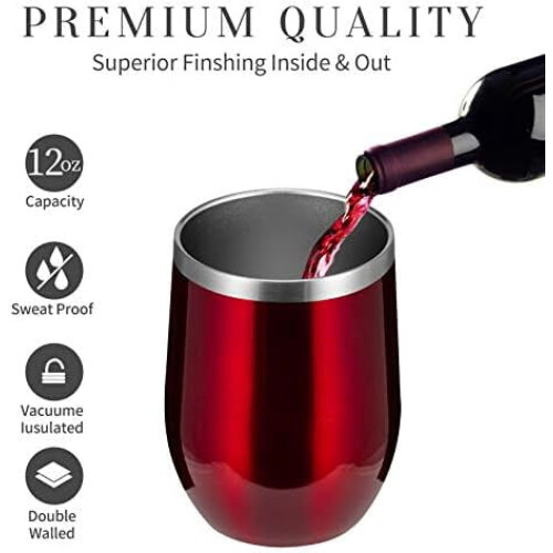 12oz Stielloser Weinbecher mit Deckel und Strohhalm – 1