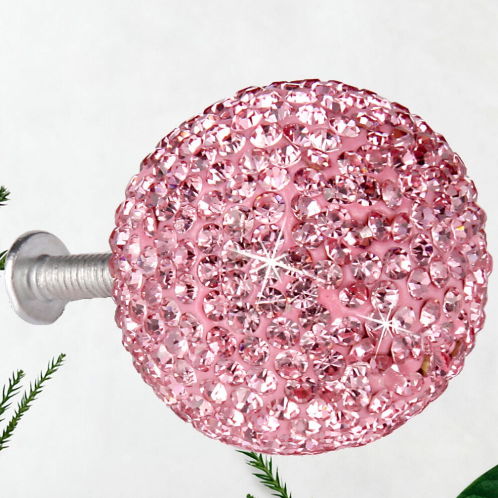 1Set Round Cabinet Knob Pink Rhinestone For Drawer And Cabinet Homeowners Diy Enthusiasts 2.5Cm 9313598875587