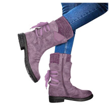 Bottes de neige plates d'hiver pour femmes en velours imperméable – Chaussures de marche courtes, chaudes et confortables, adaptées à toutes les