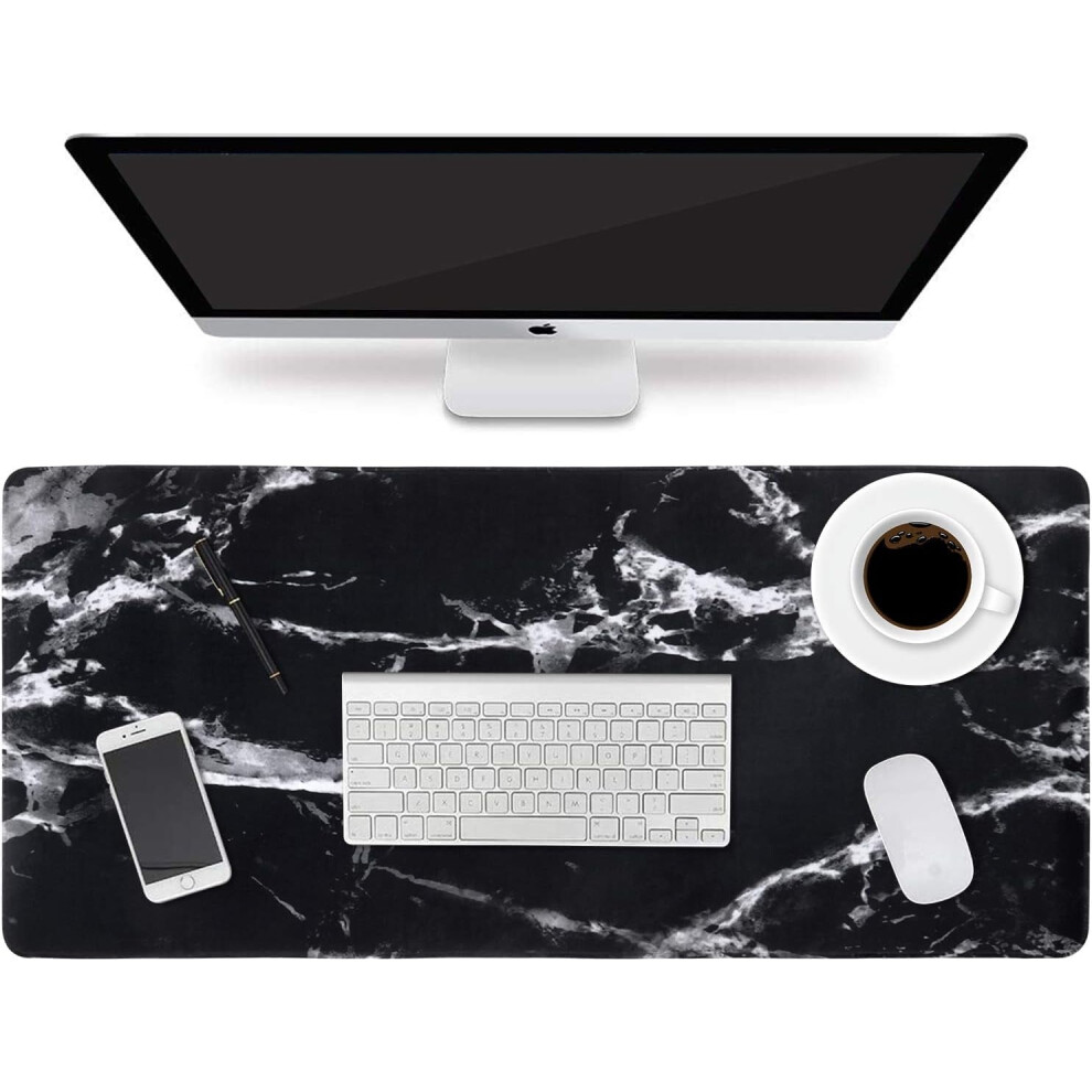 Large 35.4"X15.7" Desk Pad With Non-Slip Base, Water-Resistant, Thick Writing Pad Â Marble Black 9313598876270