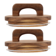 Worgeous2pcs Tapas de madera para tarros de conservas con sello de silicona Mango de madera Tapas para tarros Mason reutilizables Tapas herméticas