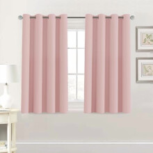 Baby Pink Blackout Curtain, 52" W x 45" L, Grommet Top, Energy Saving, for Small Windows, Living Room & Kitchen — Compatible with Standard Rods