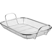 Καλάθι ψησίματος από ανοξείδωτο ατσάλι 15"x11", τετράγωνο συρμάτινο πλέγμα με δύο