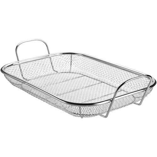 Καλάθι ψησίματος από ανοξείδωτο ατσάλι 15"x11", τετράγωνο συρμάτινο πλέγμα με δύο