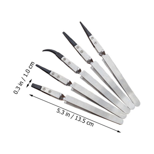 5Pcs Straight Tip Tweezer for Soldering Tasks 1