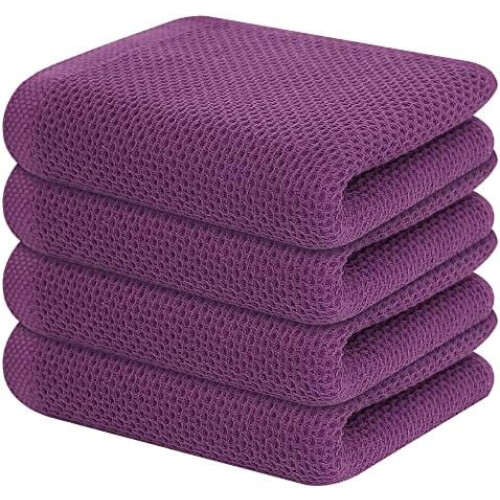 Torchons gaufrés 100 % coton, lot de 12, 30 x 70 cm