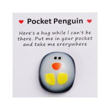 Clearance Now! Poet penguin cute animal gift thinking of you letterbox hug, Fused Glass I2Z6