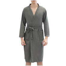 Men's Waffle Kimono Bathrobe Quick Dry Lightweight Sleepwear with Pockets Tie Closure Plus Size M - XL Casual Loungewear Spa Robe for Men Home Wear