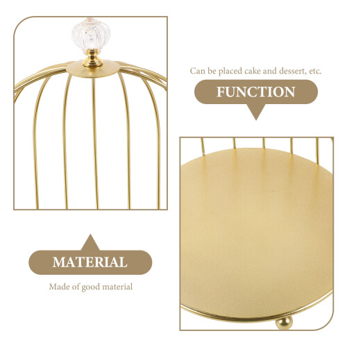 Βάση για κέικ Golden Birdcage, σιδερένια, 19,5x18,5x18εκ. 2