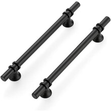 15 darabos csomag, 8-13/16"-os matt fekete szekrényfogantyúk kerek talppal, 6-1/4"-os középponttávolsággal – kompatibilis a standard