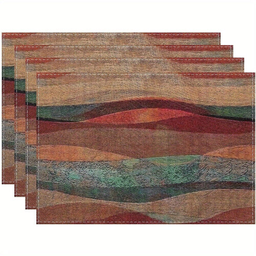Set de 4 sets de table à rayures turquoise (12 x 18 pouces)