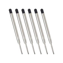 Schwarze Tintenpatronen (6 Stück), austauschbare Kugelschreiberminen, 1 mm mittlere Spitze – Schwarz