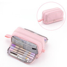 Mehrlagiges Federmäppchen mit 4 Fächern und großem Fassungsvermögen – Rosa, japanisches Schreibwarenmaterial