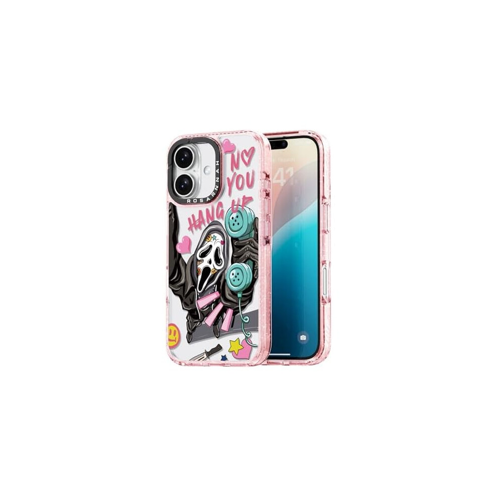 Cute Glitter Skeleton Iphone 16 Case Â Shockproof, 6.6 Ft Drop Protection, Compatible With Iphone 16 6.1" Pink 9496895914781