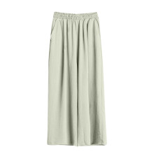 Damskie spodnie plus size z bawełny i lnu z szerokimi nogawkami i elastyczną talią – jednolity kolor, luźne, codzienne, domowe | 3XL-5XL