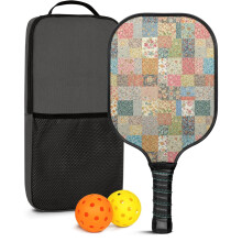 Set met bloemmotief pickleball rackets van glasvezel, inclusief 2 ballen.