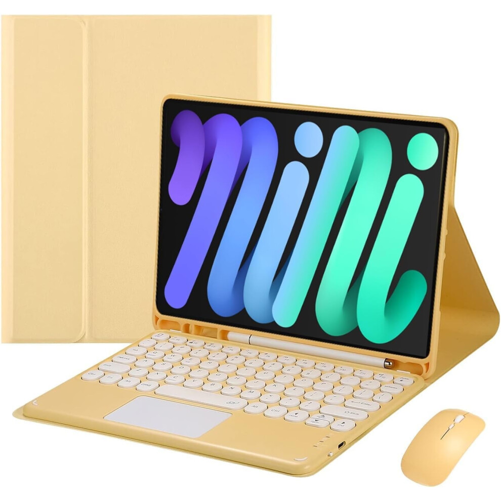 Touch Keyboard Case For Ipad Mini 7 (A17 Pro) 2024 & Ipad Mini 6, Bluetooth, Magnetic Detach, Includes Mouse 9496895914767