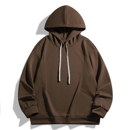 Moletom masculino casual liso com capuz e modelagem ampla.