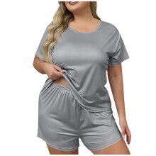Dampyjamasset, stora storlekar med tryck, toppar, långa byxor, pyjamasset, kortärmade och shorts för kvinnor.