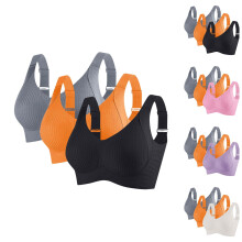 Soutien-gorge de sport sans armatures, lot de 3, maintien léger et sans coutures, idéal pour les activités douces et le quotidien (violet).