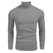 Men's Sweater Knitted Turtleneck Pullover Fall Winter Solid Color Heavy Tops Long Sleeve Warm Comfortable Casual Sweater(Dark Gray,M)