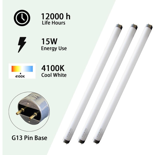 Λαμπτήρας φθορισμού 15W T818" 4100K3 τεμάχια 2