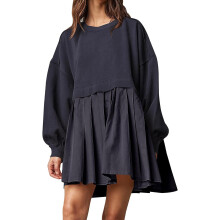 Robe sweat-shirt oversize pour femme, manches longues, col rond, pull-over, coupe décontractée, mini-robe