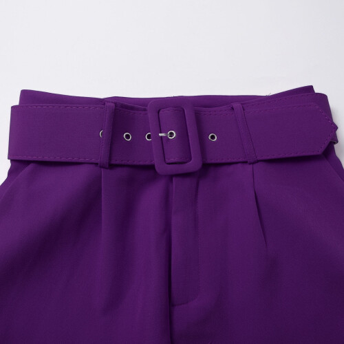 Pantaloni da donna a vita alta e gamba dritta in cotone e lino 2