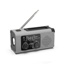 Emergency Weather Radio, 4000MAh Weather Alert Radio Solar Charging, Hand Crank & USB Charged, AM/FM Radio - Gray