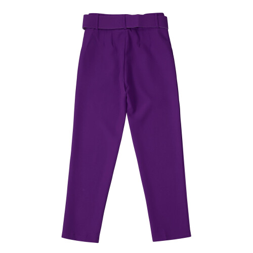 Pantaloni da donna a vita alta e gamba dritta in cotone e lino 1