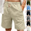 Bermuda cargo masculina casual, resistente, flexível, de corte relaxado, leve, com cordão e bolsos. 3