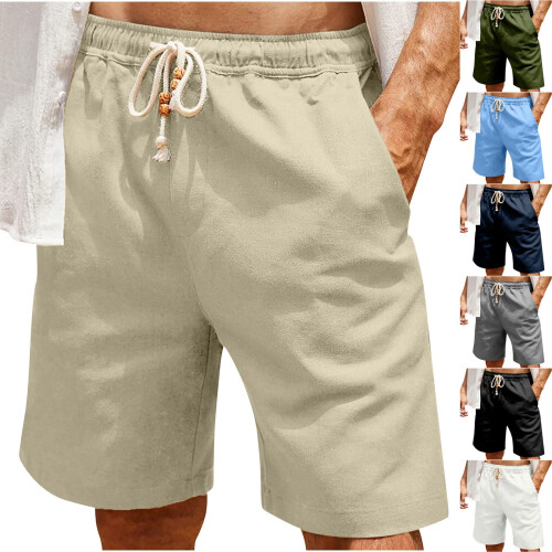 Bermuda cargo masculina casual, resistente, flexível, de corte relaxado, leve, com cordão e bolsos. 2