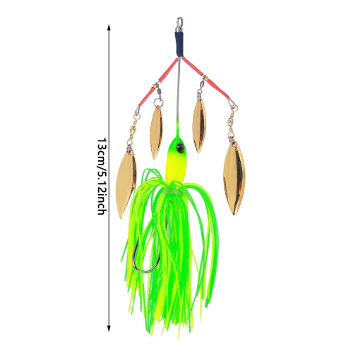 Δολώματα Spinner για Λαβράκι, Πέστροφα, Walleye—4 Λεπίδες Willow, Φούστα Σιλικόνης, Δόλωμα 2