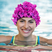 Clearance Item! Lace Vintage Swim Cap Floral Petal Retro Style Bathing Caps for Women Rose,Purple