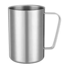 Cupán Caife Dúbailte Ballaí Cruach Dhosmálta le Láimhseáil, 17oz/500ml, In-athúsáidte, Airgead – Ag luí leis an mBaile, le Campáil, le