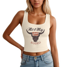 Débardeurs de cowgirl pour femmes, sans manches, imprimé cowboy, style country, coupe courte, débardeurs de sport décontractés et ajustés