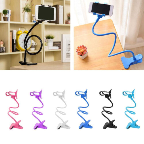 Suporte flexível para celular de mesa/cama com clipe e braços ajustáveis. 1